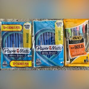 Paper Mate & Bic Pen Packs (29 Pens Total) - NEW IN PACKAGING